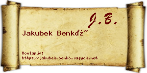 Jakubek Benkő névjegykártya